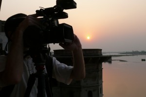 A signature sunset at Keshi Ghat. A multi-award winning 'Reconnection' was an unusual project by all means. Filming it was a mix of awe inciting experiences of an ancient culture but it was also a non-ending challenge of shooting in a remote dusty Indian town with regular power outages and no access to proper infrastructure.