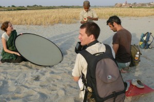 Do you think it's actually gonna fly? Filming the kite scene, the bank of the Yamuna river, Vrindavan. At the set of 'Reconnection', a multi-award winning film.