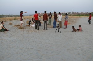 We had to head out at around 4am to reach the location by sunrise and start filming. By 8-9am it was already getting too hot, so we had to get our filming done and wrap up before that. Shooting a kite scene from the 'Reconnection', an award-winning film. The bank of the Yamuna river, Vrindavan, India.