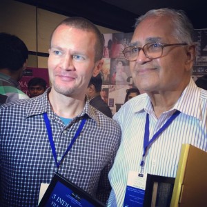 The legendary G.L. Bhardwaj with Maksim Varfolomeev, the director of 'Reconnection'. Indian Cine Film Festival, Mumbai, India, September, 2015.